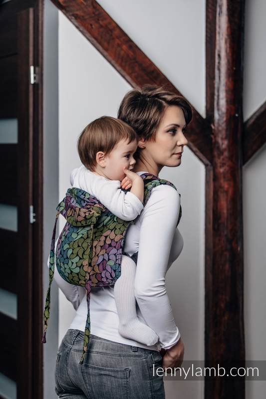 Lenny Buckle Onbuhimo baby carrier, standard size, jacquard weave (100% cotton) - COLORS OF RAIN (grade B) #babywearing