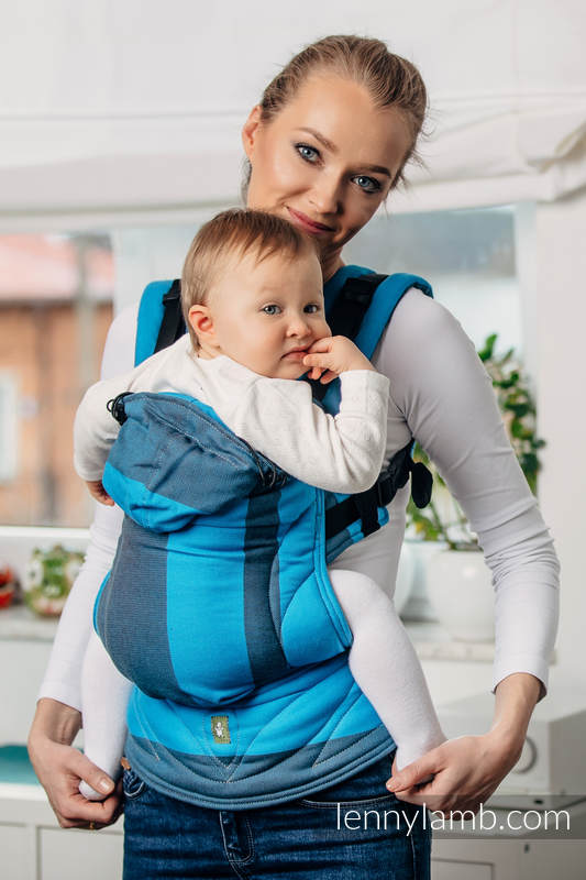 Nosidełko Ergonomiczne z tkaniny skośnokrzyżowej 100% bawełna , Toddler Size, GŁĘBIA OCEANU - Druga Generacja #babywearing