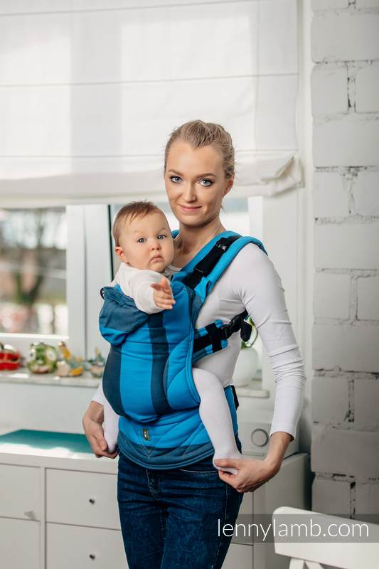 Nosidełko Ergonomiczne z tkaniny skośnokrzyżowej 100% bawełna , Baby Size, GŁĘBIA OCEANU - Druga Generacja #babywearing