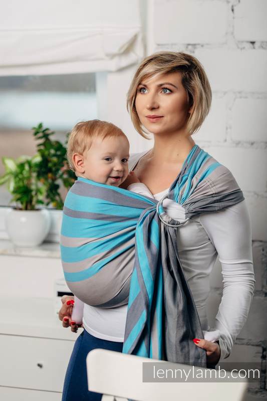 Chusta kółkowa, splot skośno-krzyżowy, (100% bawełna) - MGLISTY PORANEK - standard 1.8m #babywearing
