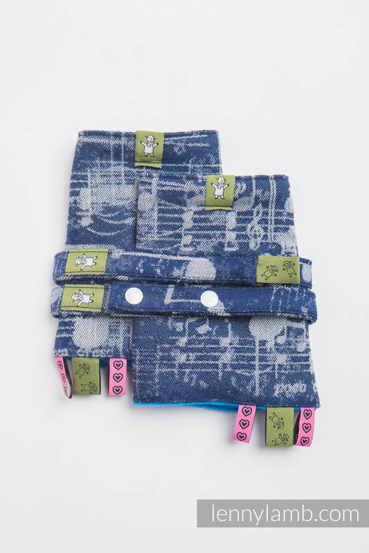 Drool Pads & Reach Straps Set, (60% cotton, 40% polyester) - SYMPHONY NAVY BLUE & GREY #babywearing