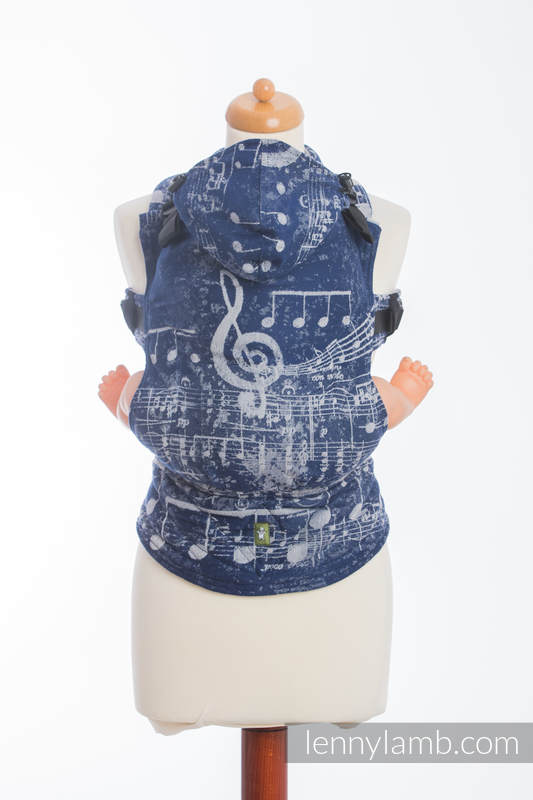 Ergonomic Carrier, Baby Size, jacquard weave 100% cotton - SYMPHONY NAVY BLUE & GREY - Second Generation #babywearing