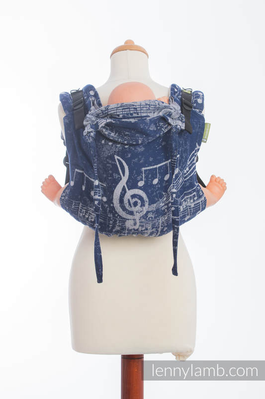 Lenny Buckle Onbuhimo baby carrier, standard size, jacquard weave (100% cotton) - SYMPHONY NAVY BLUE & GREY (grade B) #babywearing