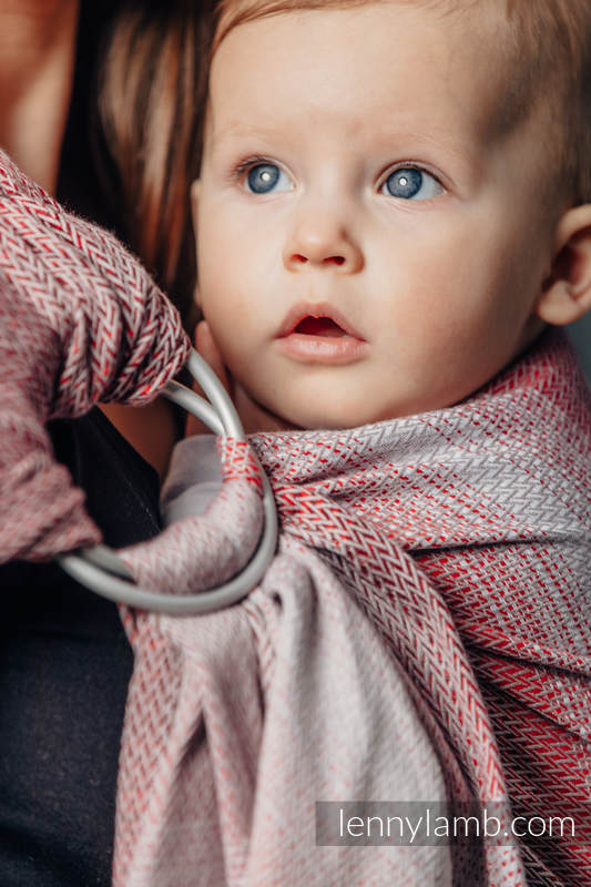 Bandolera de anillas, tejido Jacquard (100% algodón) - con plegado simple - LITTLE HERRINGBONE ELEGANCE - standard 1.8m #babywearing