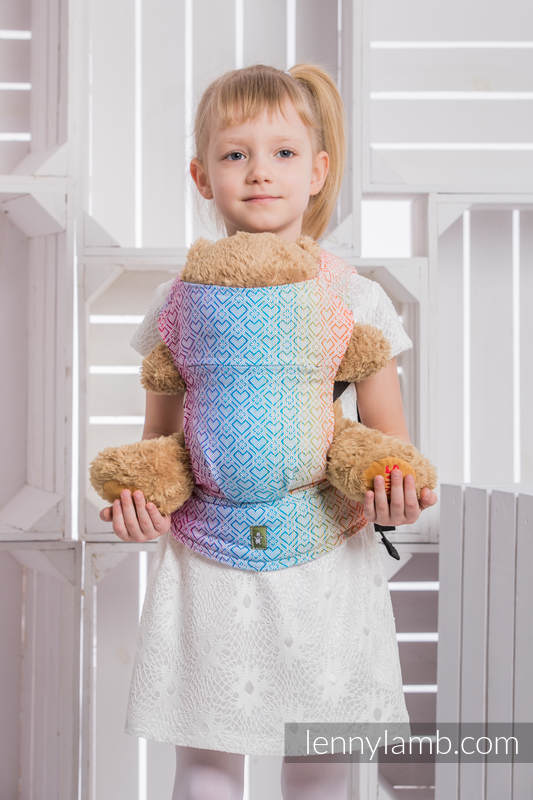 Mochila portamuñecos hecha de tejido, 100% algodón - BIG LOVE RAINBOW #babywearing