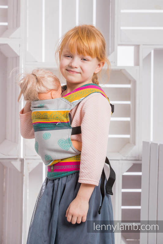 Nosidełko dla lalek z tkaniny chustowej - MIĘTOWA KORONKA 2.0 #babywearing