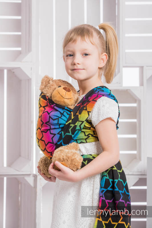 Écharpe pour poupées, jacquard, 100 % coton - RAINBOW STARS DARK  #babywearing