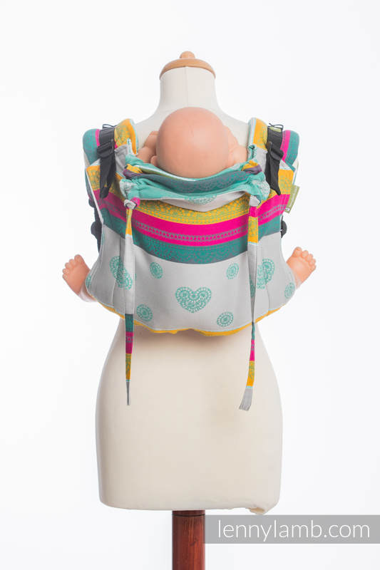 Nosidło Klamrowe ONBUHIMO z tkaniny żakardowej (100% bawełna), rozmiar Standard - MIĘTOWA KORONKA 2.0 #babywearing