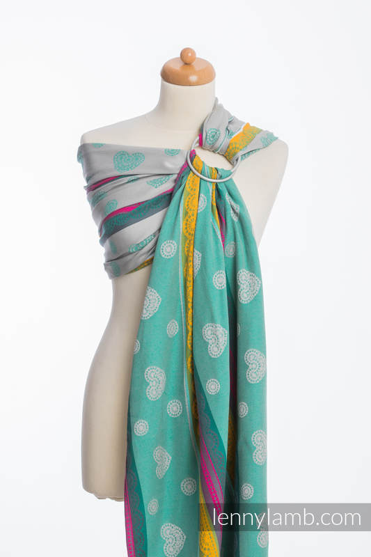 Ringsling, Jacquard Weave (100% cotton), with gathered shoulder - MINT LACE 2.0 - long 2.1m #babywearing