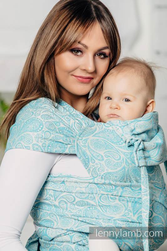 WRAP-TAI carrier Toddler with hood/ jacquard twill / 100% cotton / PAISLEY TURQUOISE & CREAM #babywearing