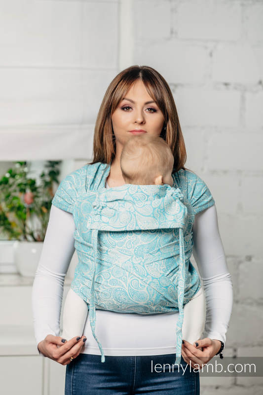 WRAP-TAI carrier Toddler with hood/ jacquard twill / 100% cotton / PAISLEY TURQUOISE & CREAM #babywearing