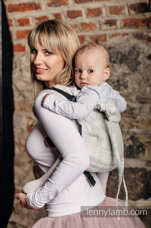 Lenny Buckle Onbuhimo baby carrier, standard size, jacquard weave (60% cotton 28% linen 12% tussah silk) - CRYSTAL LACE #babywearing