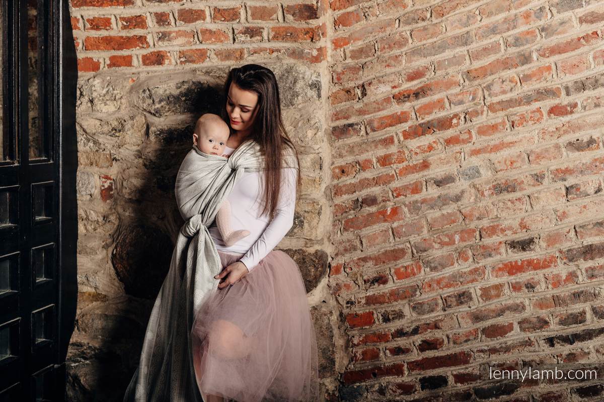 Baby Wrap, Jacquard Weave (60% cotton 28% linen 12% tussah silk) - CRYSTAL LACE - size M #babywearing
