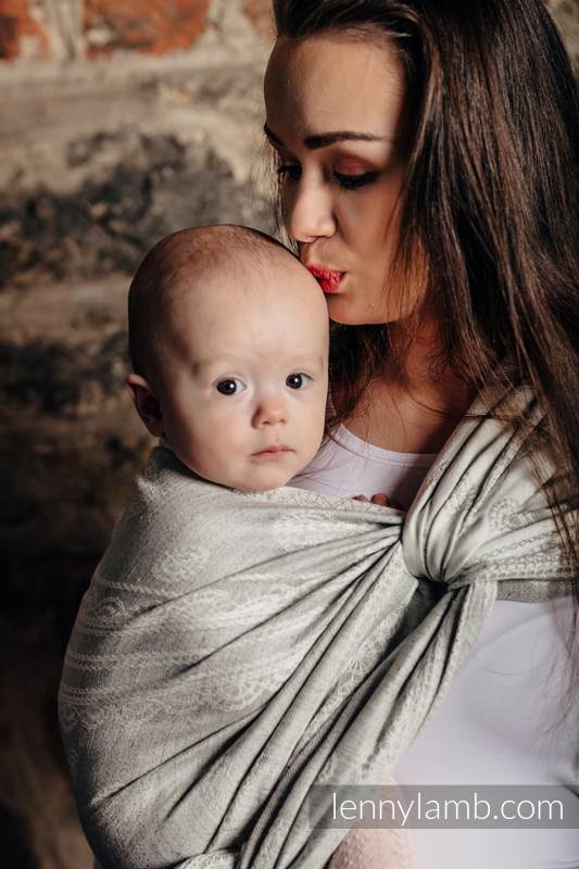 Baby Wrap, Jacquard Weave (60% cotton 28% linen 12% tussah silk) - CRYSTAL LACE - size XL #babywearing