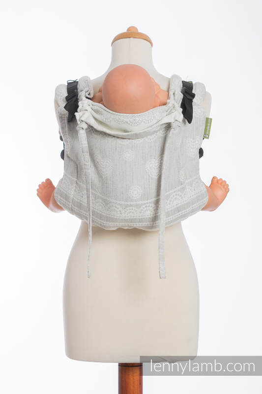 Nosidło Klamrowe ONBUHIMO  z tkaniny żakardowej (60% Bawełna 28% Len 12% Jedwab Tussah), rozmiar Standard - KRYSZTAŁOWA KORONKA #babywearing