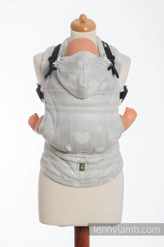 Ergonomic Carrier, Baby Size, jacquard weave 60% cotton 28% linen 12% tussah silk - CRYSTAL LACE, Second Generation #babywearing