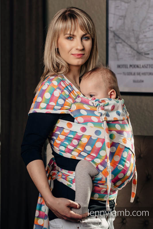 WRAP-TAI carrier Toddler with hood/ jacquard twill / 100% cotton / POLKA DOTS RAINBOW  #babywearing