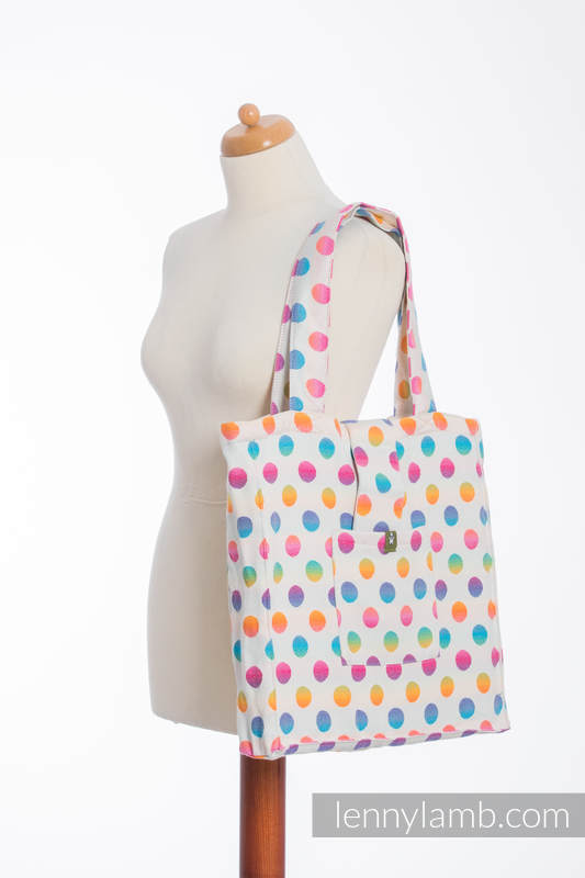 Shoulder bag made of wrap fabric (100% cotton) - POLKA DOTS RAINBOW - standard size 37cmx37cm #babywearing