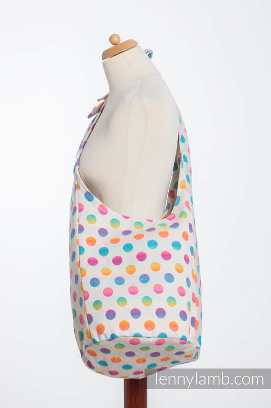 Hobo Bag made of woven fabric, 100% cotton - POLKA DOTS RAINBOW  #babywearing