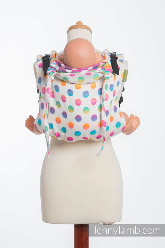 Nosidło Klamrowe ONBUHIMO z tkaniny żakardowej (100% bawełna), rozmiar Standard - POLKA DOTS TĘCZOWE  #babywearing