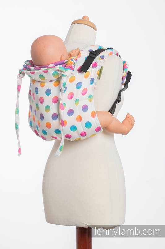 Nosidło Klamrowe ONBUHIMO z tkaniny żakardowej (100% bawełna), rozmiar Standard - POLKA DOTS TĘCZOWE (drugi gatunek) #babywearing