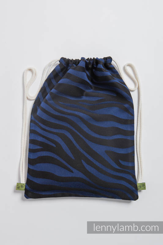 Plecak/worek - 100% bawełna - ZEBRA CZARNY Z GRANATEM - uniwersalny rozmiar 32cmx43cm #babywearing