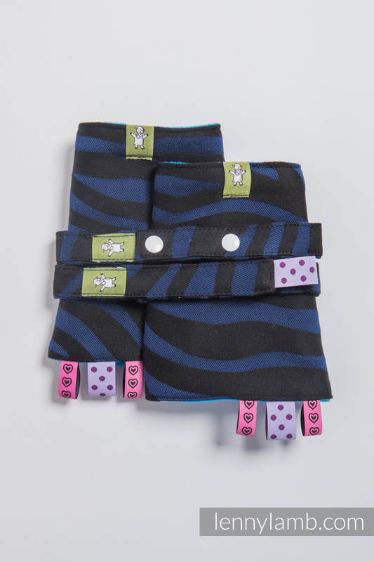 Drool Pads & Reach Straps Set, (60% cotton, 40% polyester) - ZEBRA BLACK & NAVY BLUE  #babywearing