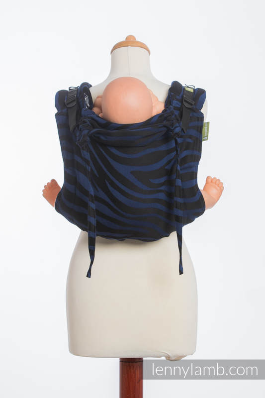 Lenny Buckle Onbuhimo baby carrier, standard size, jacquard weave (100% cotton) - ZEBRA BLACK & NAVY BLUE  #babywearing