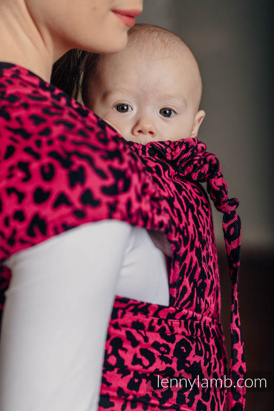WRAP-TAI carrier Toddler with hood/ jacquard twill / 100% cotton / CHEETAH BLACK & PINK (grade B) #babywearing