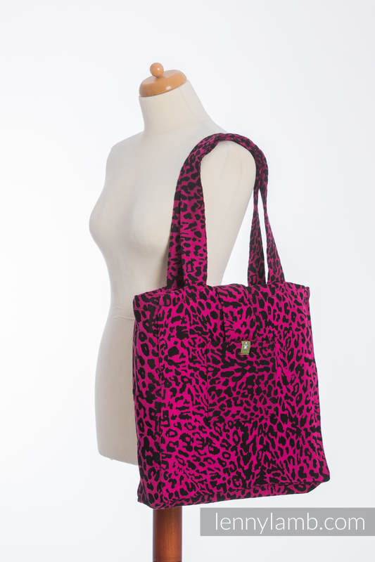 Shoulder bag made of wrap fabric (100% cotton) - CHEETAH BLACK & PINK  - standard size 37cmx37cm #babywearing
