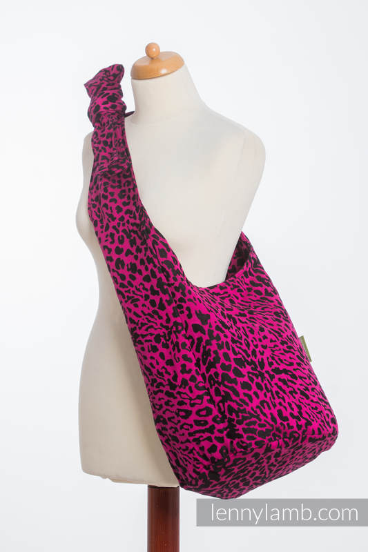 Hobo Bag made of woven fabric, 100% cotton - CHEETAH BLACK & PINK #babywearing