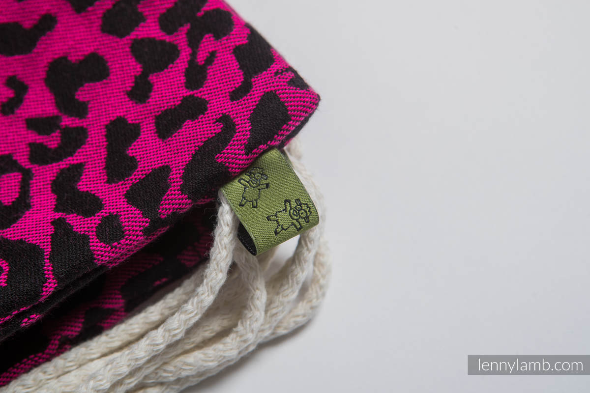 Sackpack made of wrap fabric (100% cotton) - CHEETAH BLACK & PINK - standard size 32cmx43cm #babywearing