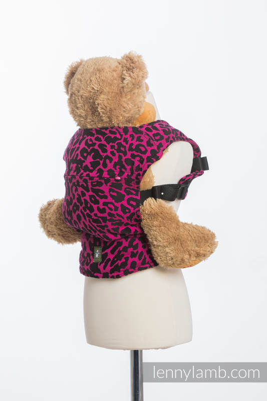 Doll Carrier made of woven fabric, 100% cotton - CHEETAH BLACK & PINK #babywearing