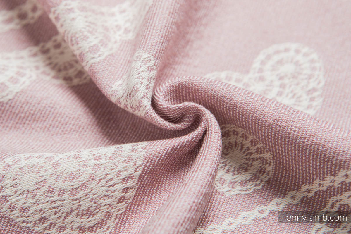 Fular, tejido jacquard (60% algodón, 28% lino, 12% seda tusor) - POWDER PINK LACE - talla S (grado B) #babywearing