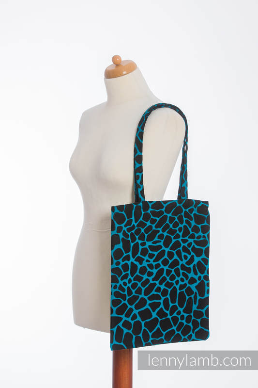Shopping bag made of wrap fabric (100% cotton) - GIRAFFE BLACK & TORQUOISE (grade B) #babywearing