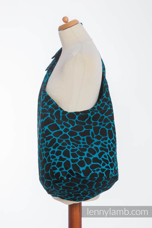 Hobo Bag made of woven fabric, 100% cotton - GIRAFFE BLACK & TORQUOISE  #babywearing