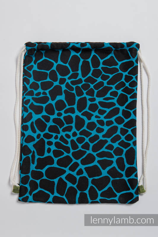 Sackpack made of wrap fabric (100% cotton) - GIRAFFE BLACK & TORQUOISE - standard size 32cmx43cm #babywearing
