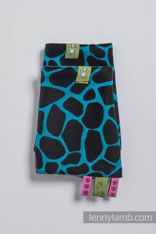 Drool Pads & Reach Straps Set, (60% cotton, 40% polyester) - GIRAFFE BLACK & TORQUOISE  #babywearing