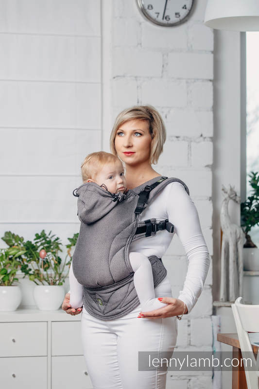 Meine Erste Ergonomische Tragehilfe - GRAPHITE, Gr. Baby, Fischgrätmuster, 100% Baumwolle - zweite Generation #babywearing