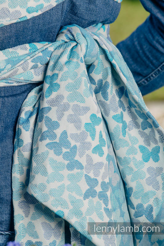 WRAP-TAI carrier Mini with hood/ jacquard twill / 100% cotton / BUTTERFLY WINGS BLUE  #babywearing