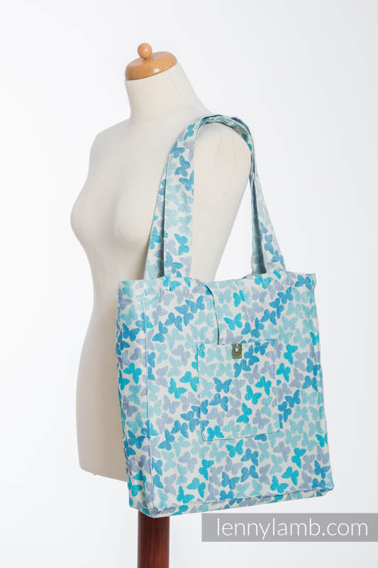 Shoulder bag made of wrap fabric (100% cotton) - BUTTERFLY WINGS BLUE  - standard size 37cmx37cm #babywearing