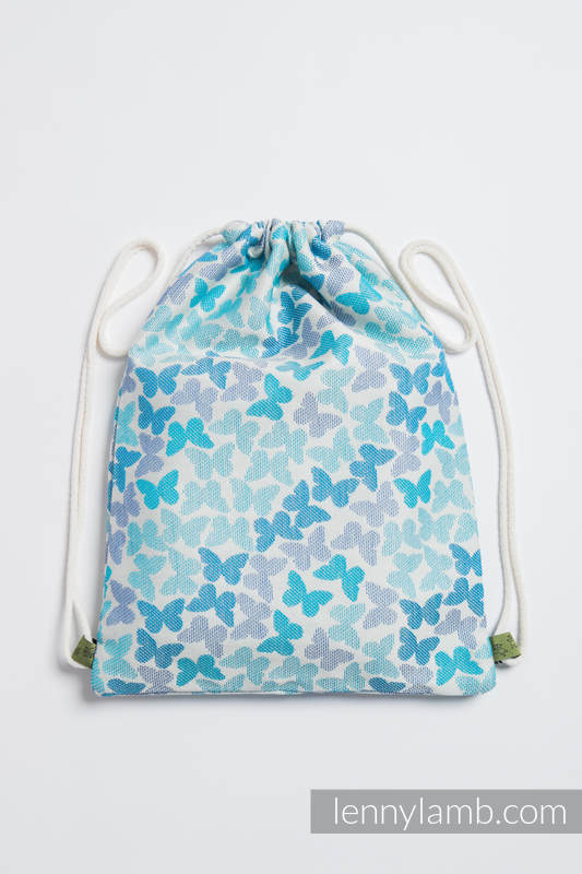 Sackpack made of wrap fabric (100% cotton) - BUTTERFLY WINGS BLUE - standard size 32cmx43cm #babywearing
