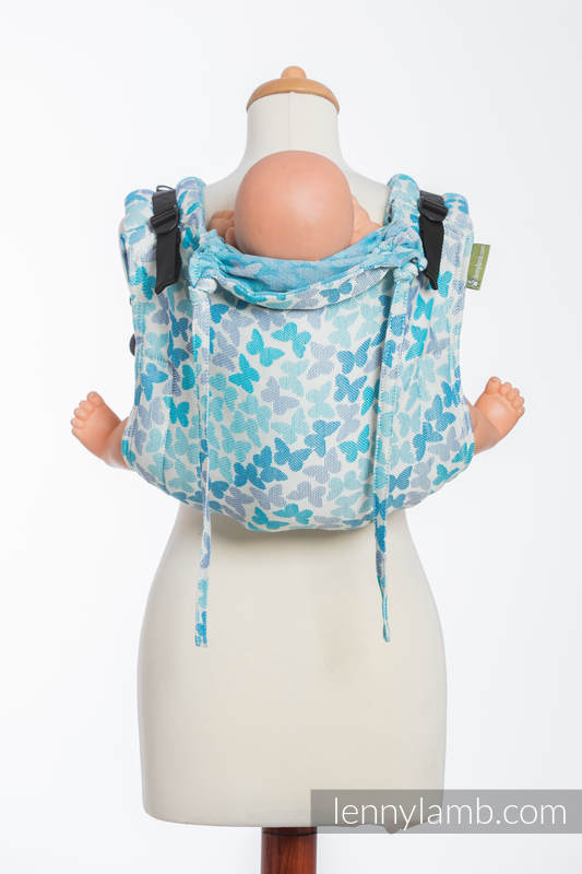 Nosidło Klamrowe ONBUHIMO z tkaniny żakardowej (100% bawełna), rozmiar Standard - SKRZYDŁA MOTYLA - NIEBIESKI  #babywearing