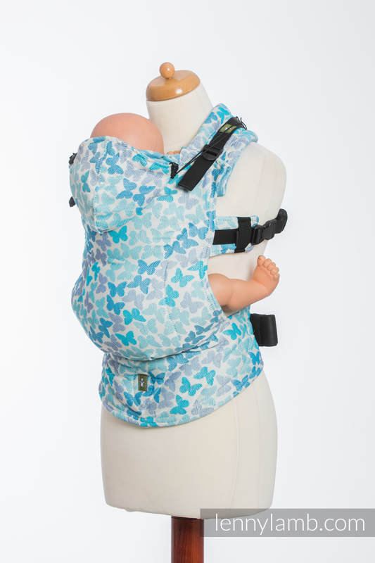 Porte-bébé ergonomique, taille toddler, jacquard 100% coton, conversion d’écharpe de BUTTERFLY WINGS BLEU - Deuxième génération (grade B) #babywearing