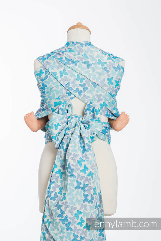 WRAP-TAI carrier Mini with hood/ jacquard twill / 100% cotton / BUTTERFLY WINGS BLUE  #babywearing
