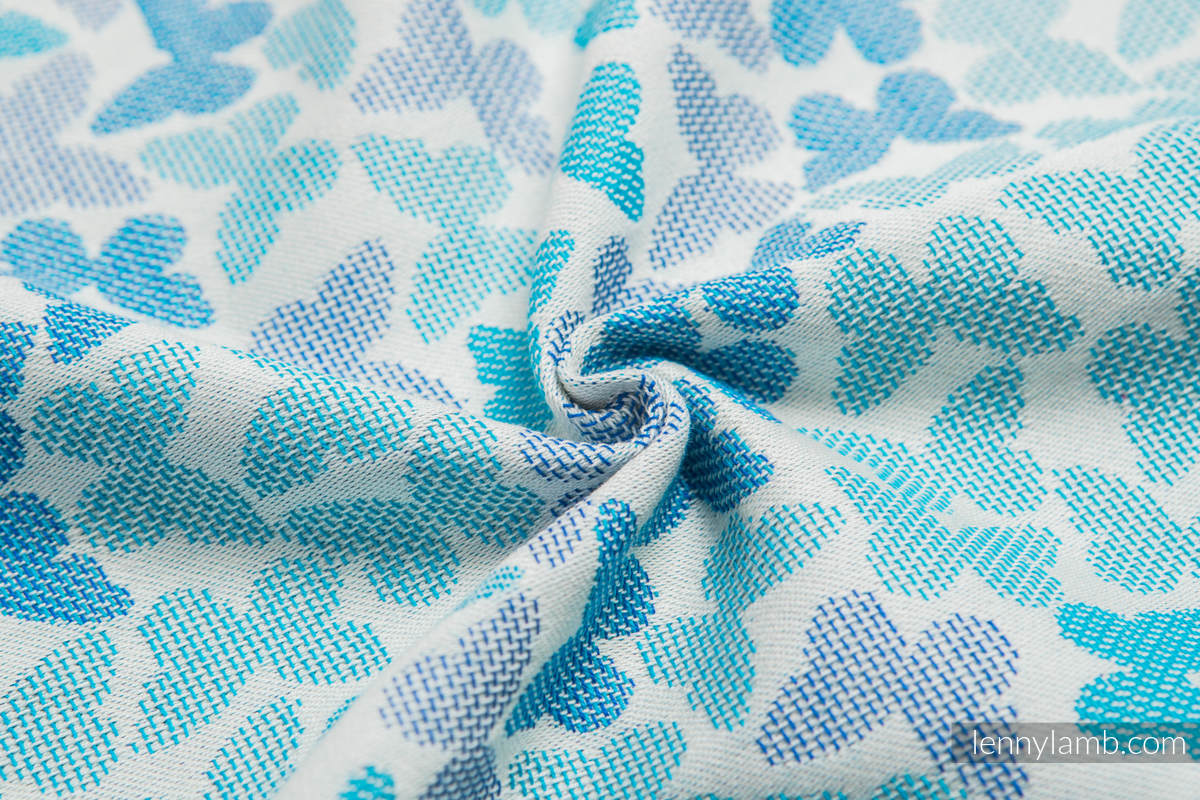 Fular, tejido jacquard (100% algodón) - BUTTERFLY WINGS BLUE - talla L #babywearing