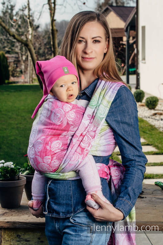 Tragetuch, Jacquardwebung (100% Baumwolle) - ROSE BLOSSOM - Größe S #babywearing
