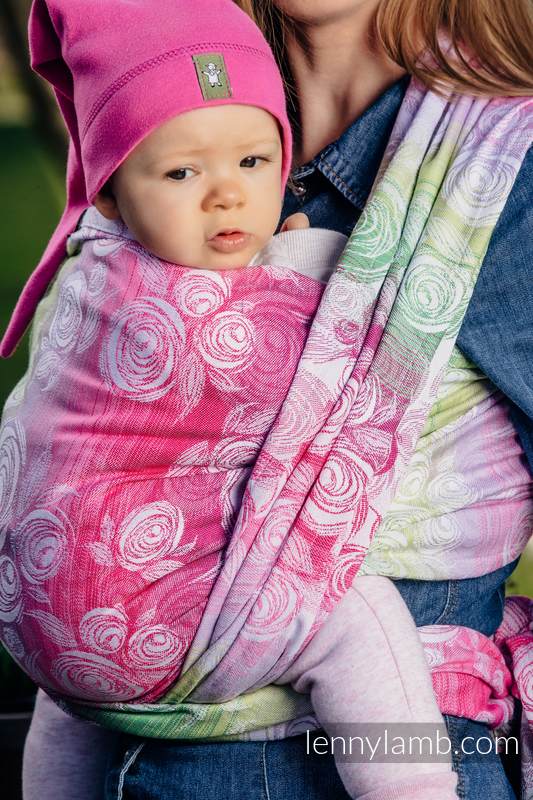Żakardowa chusta do noszenia dzieci, bawełna - KWIAT RÓŻY - rozmiar L #babywearing