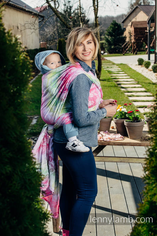 Baby Wrap, Jacquard Weave (100% cotton) - ROSE BLOSSOM - size S #babywearing