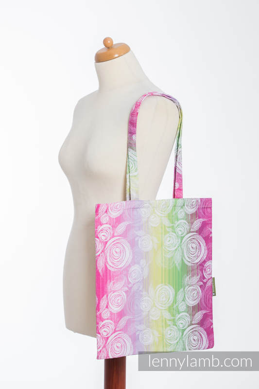 Einkaufstasche, hergestellt aus gewebtem Stoff (100% Baumwolle) - ROSE BLOSSOM (grad B) #babywearing
